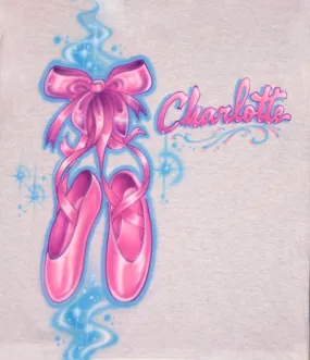 Custom Ballet Slippers Ribbon & Bow Airbrushed Shirt